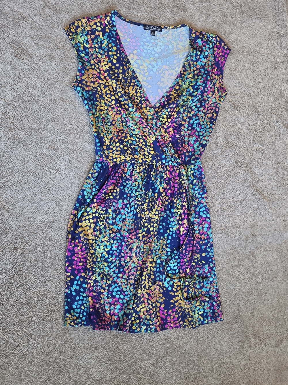 Multicolor Faux Wrap-Style Women’s Dress